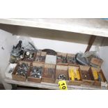 ASSORTED TOOLING AND PARTS ON ONE SHELF