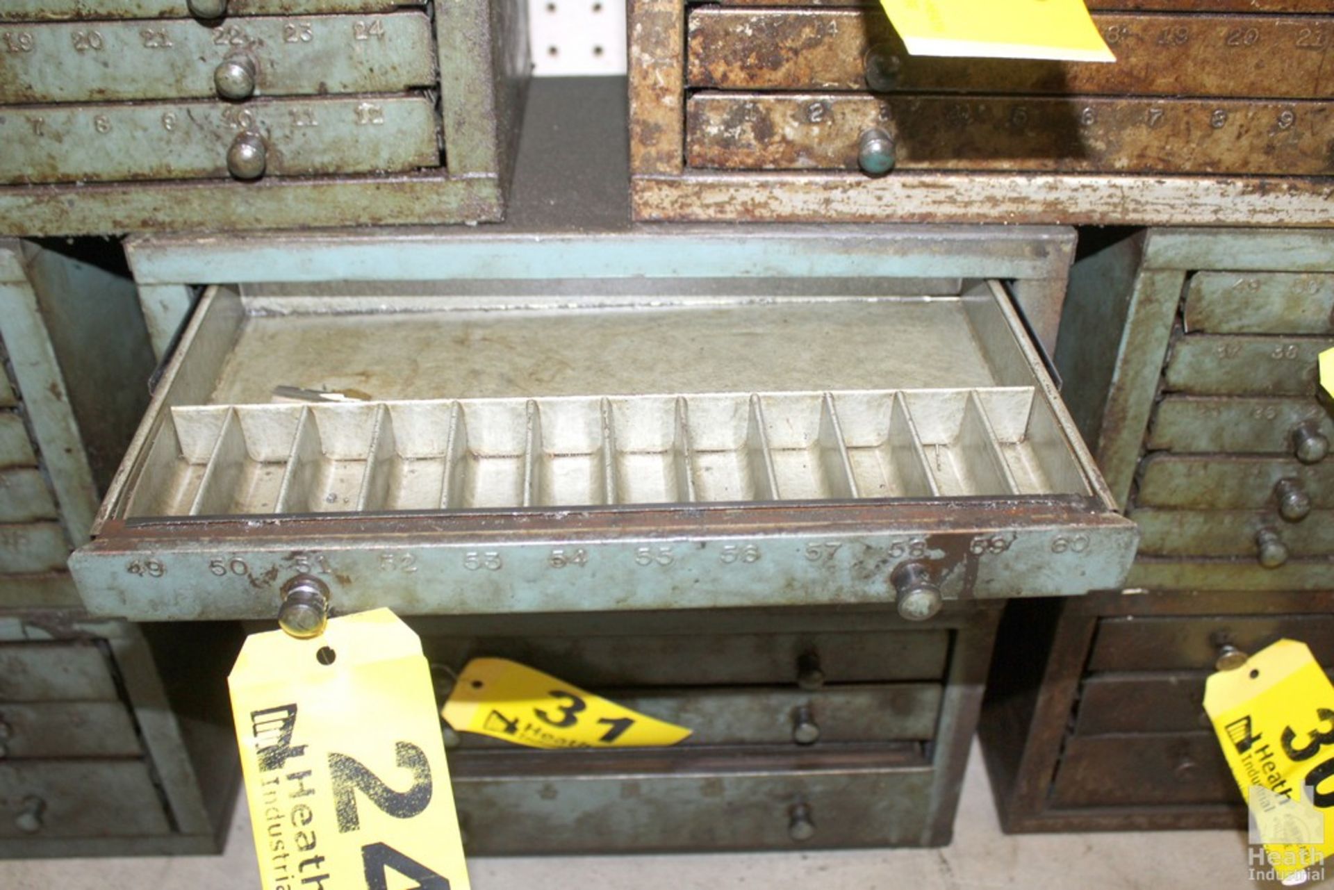 HOUT FIVE DRAWER NUMBER DRILL CABINET 15" X 7-1/2" X 7-1/2 WITH CONTENTS - Image 2 of 3