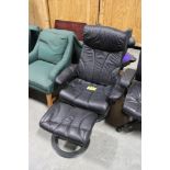 LEATHER ARM CHAIR WITH OTTOMAN
