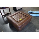 OVER SIZED LEATHER OTTOMAN, 38" X 38"