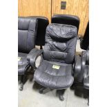 LEATHER ARM CHAIR WITH CASTERS