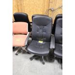 LEATHER ARM CHAIR WITH CASTERS
