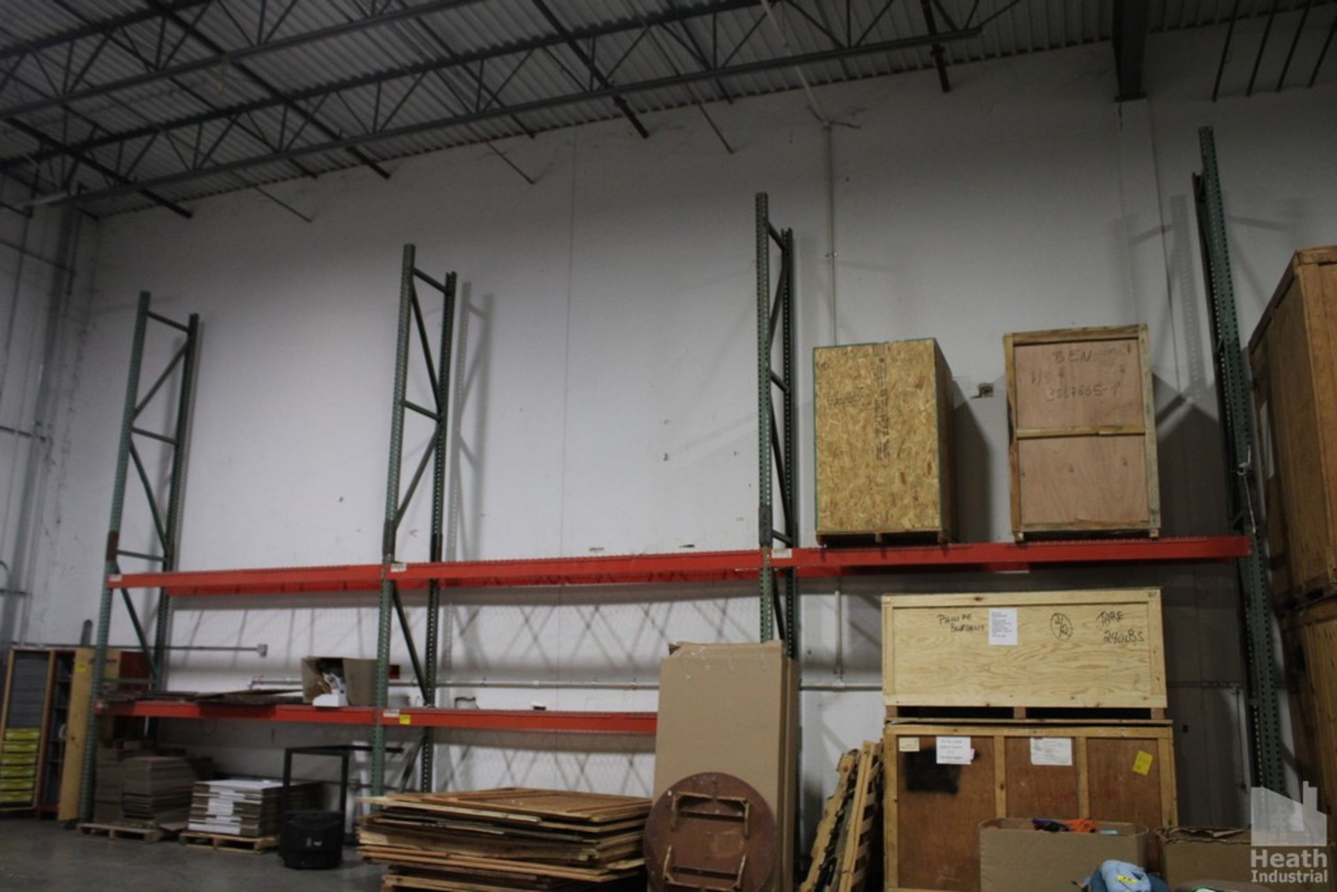 (3) SECTIONS OF PALLET RACK WITH (4) 20' X 3' UPRIGHTS, (10) 12' CROSSBEAMS AND WIRE DECKING. PLEASE