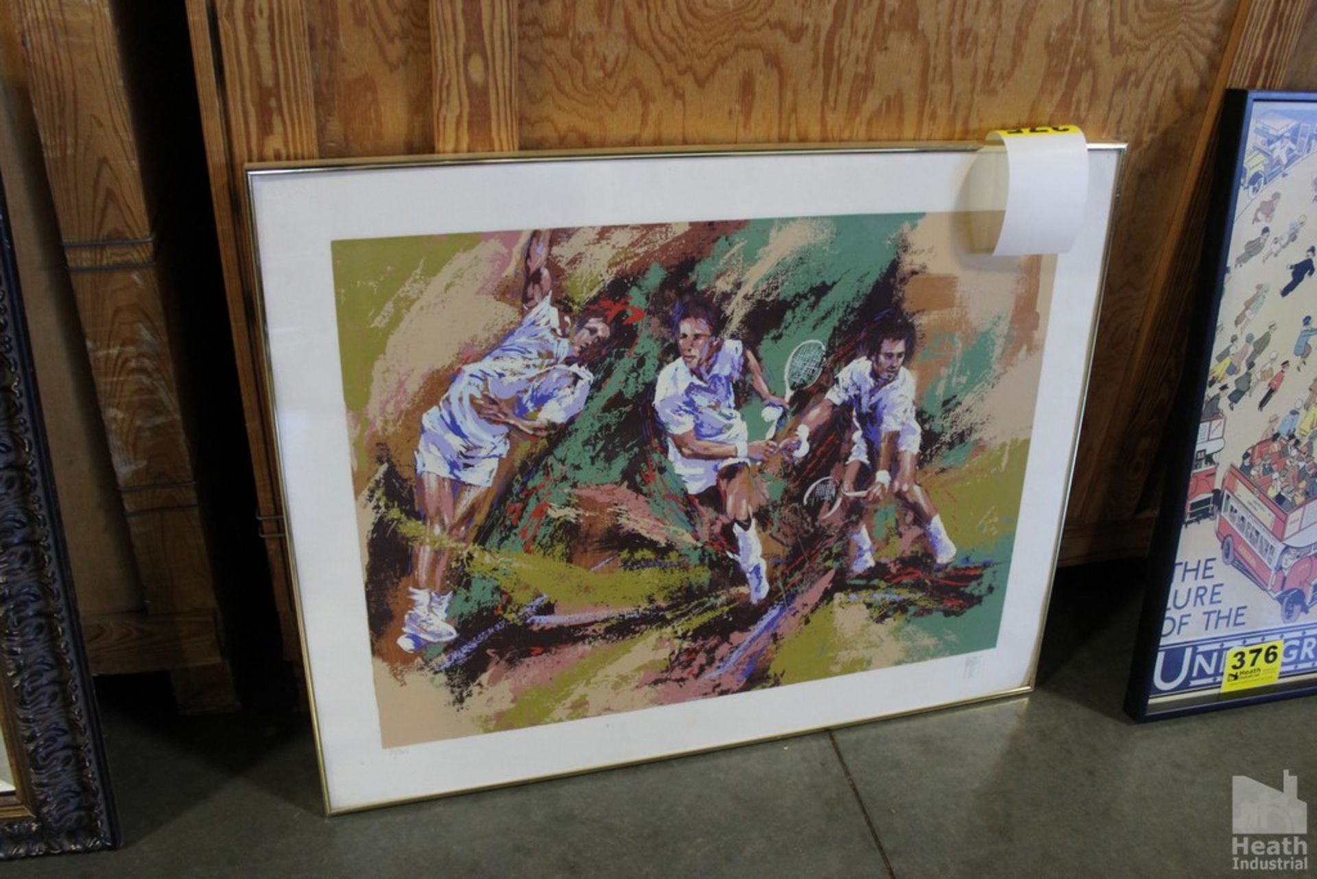 FRAMED PAINTING OF TENNIS PLAYER, MAYBE IT IS MCENROE, 41" X 32"