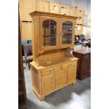 PINE DINING ROOM CABINET AND HUTCH, 50" X 18" X 76"