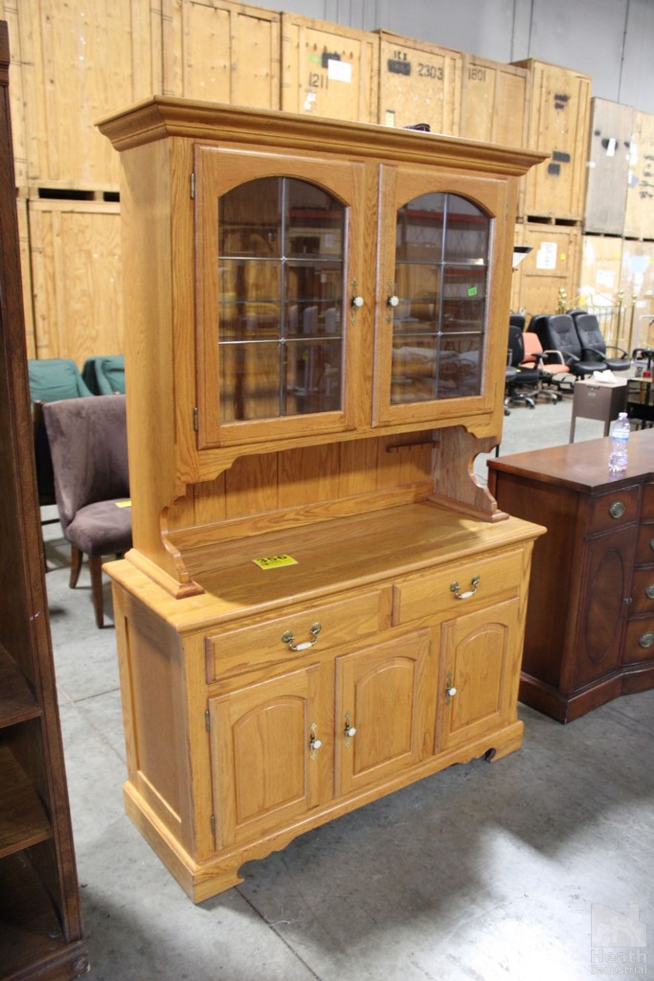 PINE DINING ROOM CABINET AND HUTCH, 50" X 18" X 76"