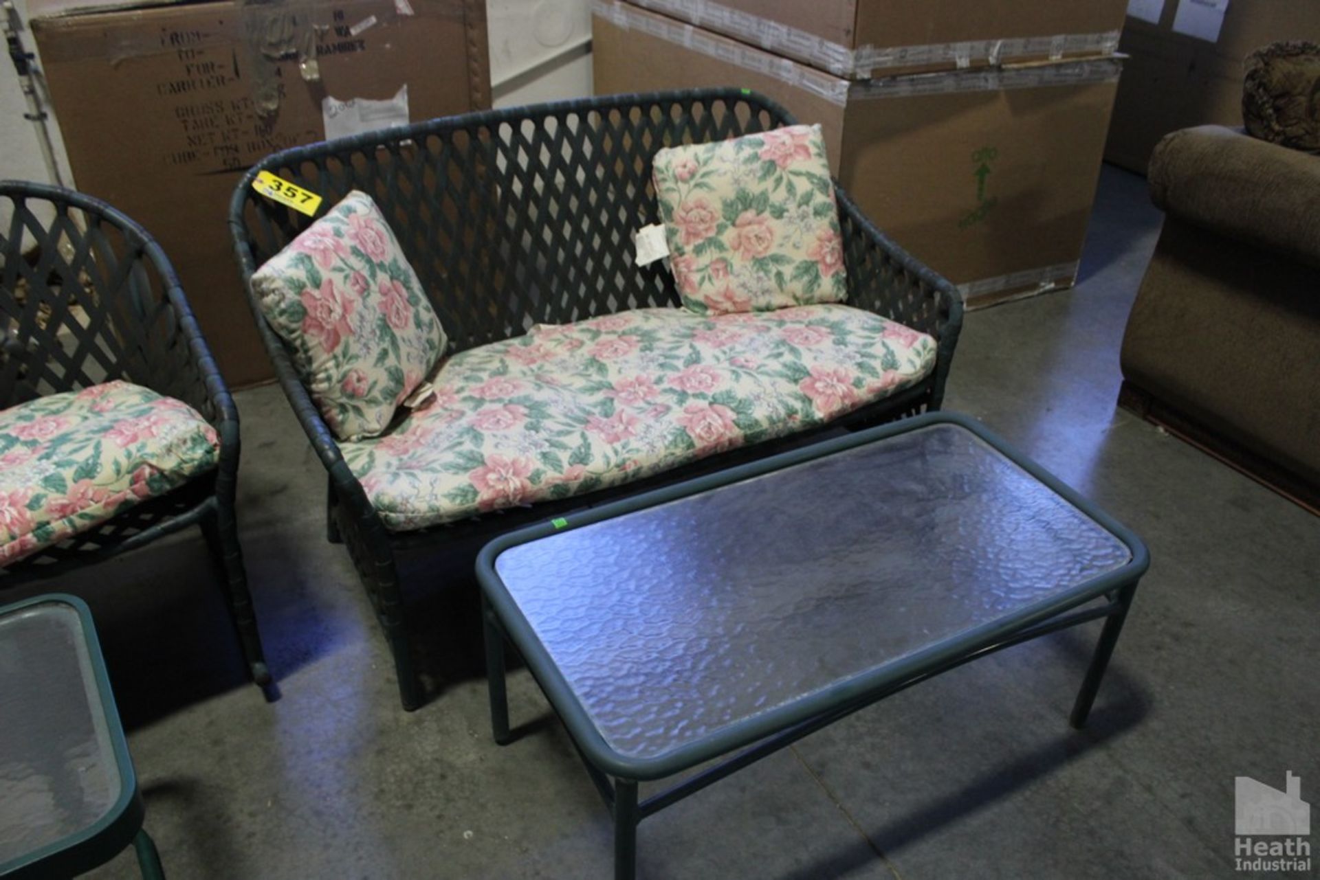 PATIO FURNITURE SET, INCLUDES BENCH, (2) ROCKING CHAIRS, SIDE TABLE AND COFFEE TABLE - Image 2 of 3