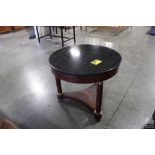 ROUND TABLE WITH GRANITE TOP ON CASTERS, 35"