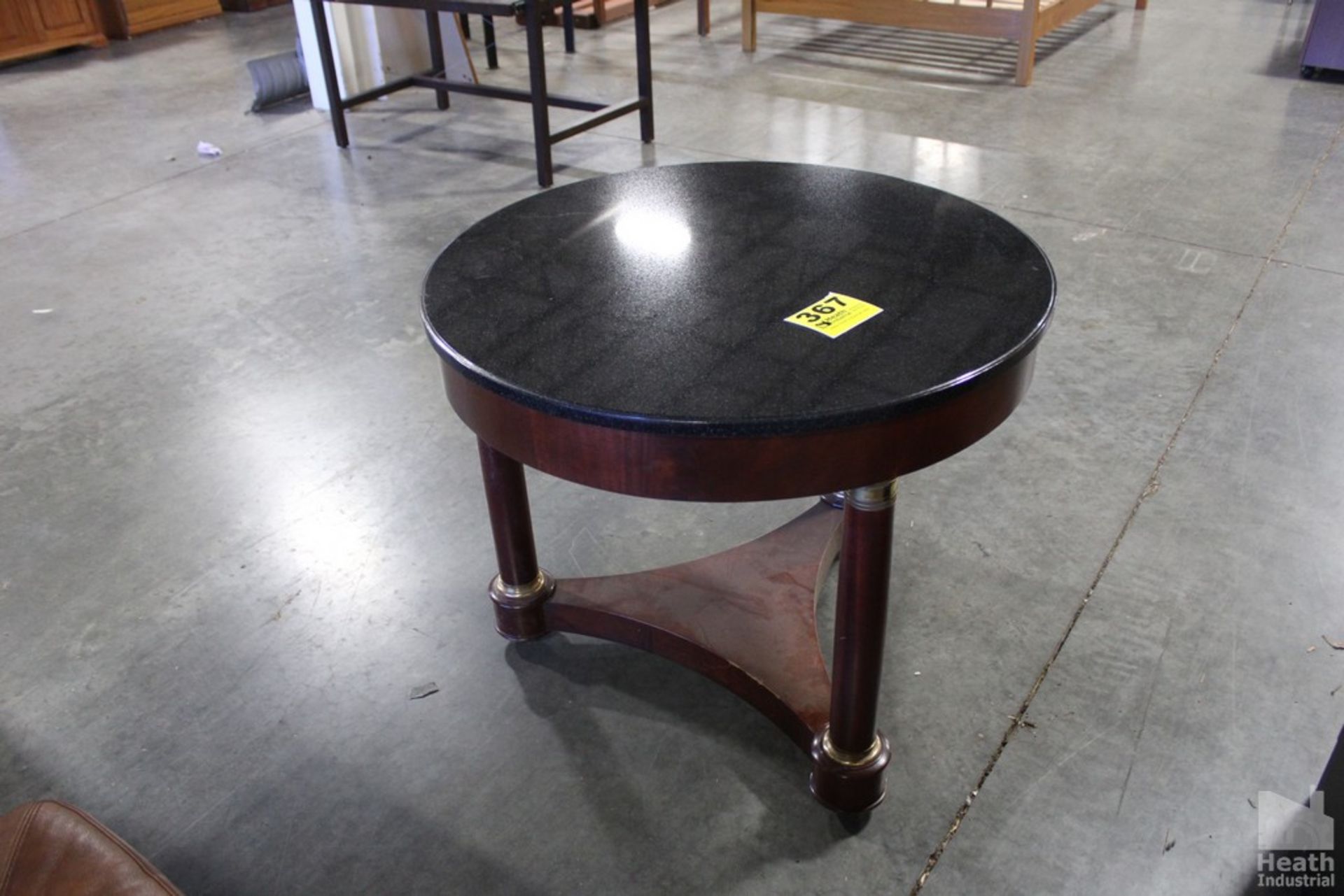 ROUND TABLE WITH GRANITE TOP ON CASTERS, 35"