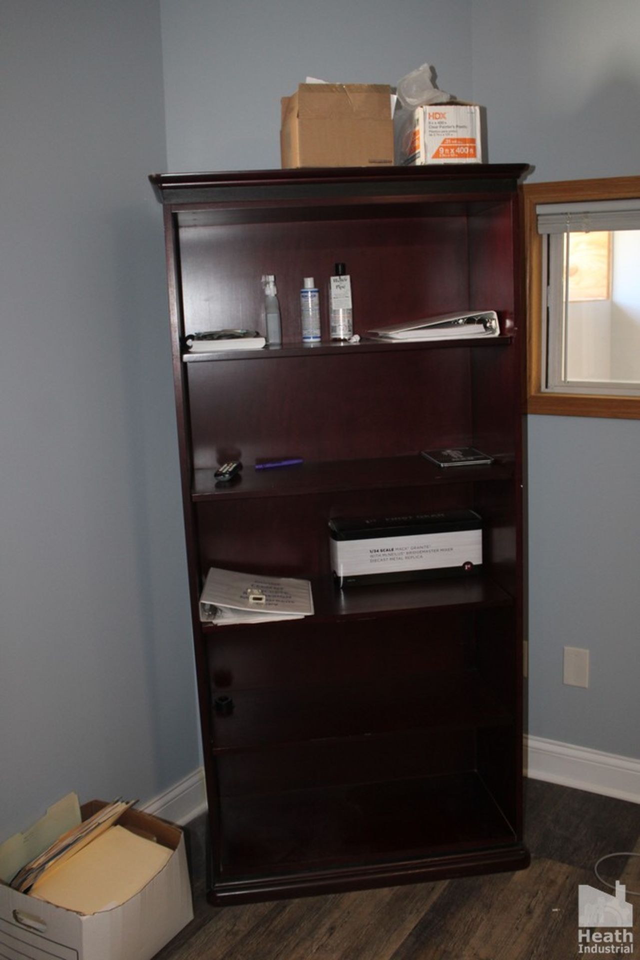 EXECUTIVE OFFICE WITH DESK, CREDENZA, CABINET, SHELF AND TWO CHAIRS - Image 2 of 4