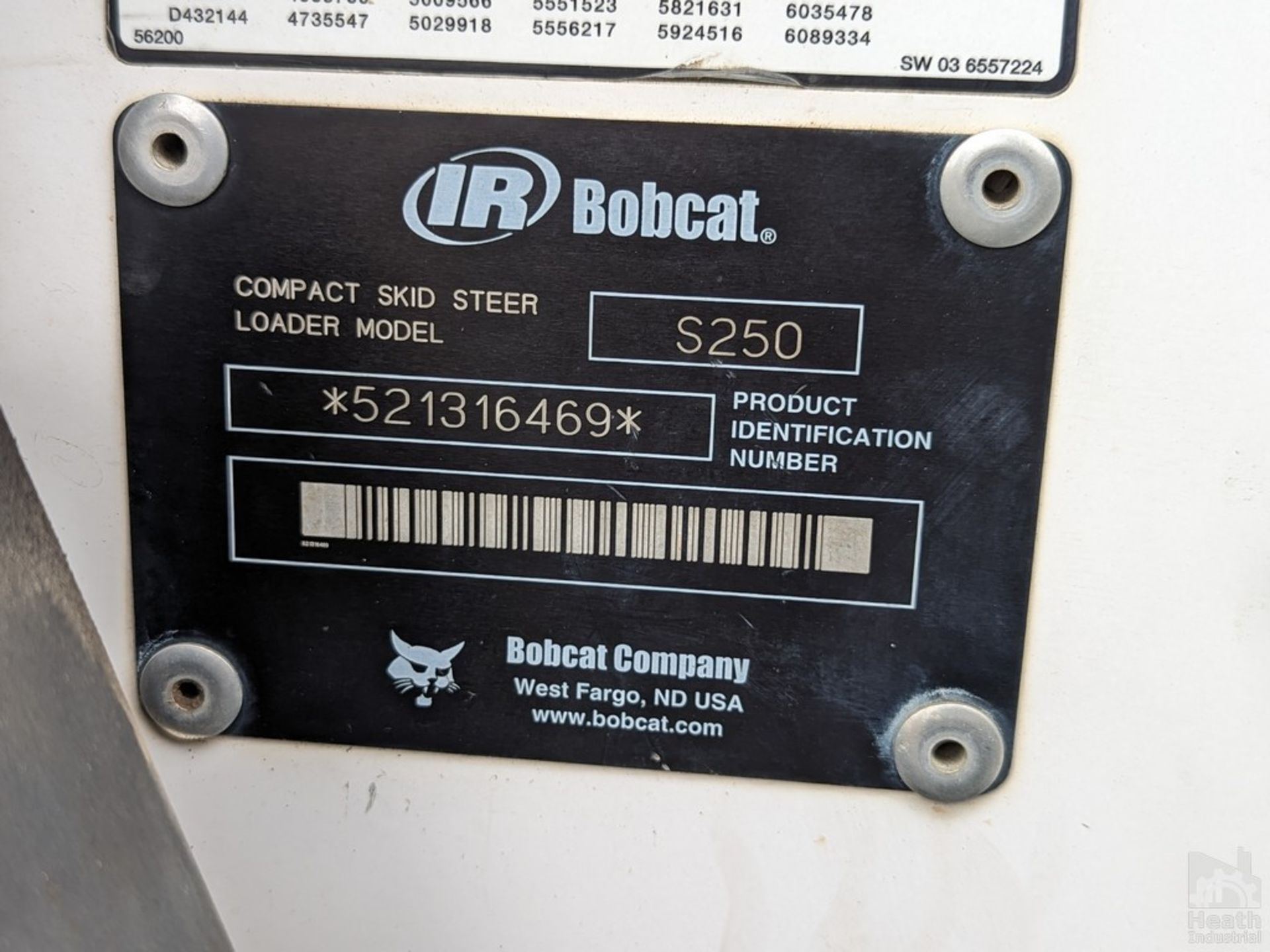 BOBCAT MODEL S250 SKID STEER LOADER, PIN 521316469, AUX HYDRAULICS, 2353 HOURS SHOWN ON METER - Image 10 of 10