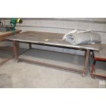 STEEL TABLE WITH CASTERS, 96" X 48" X 33"