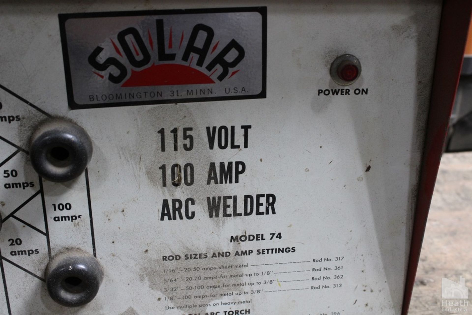 SOLAR MODEL 74 115 VOLT/100 AMP ARC WELDER - Image 3 of 3