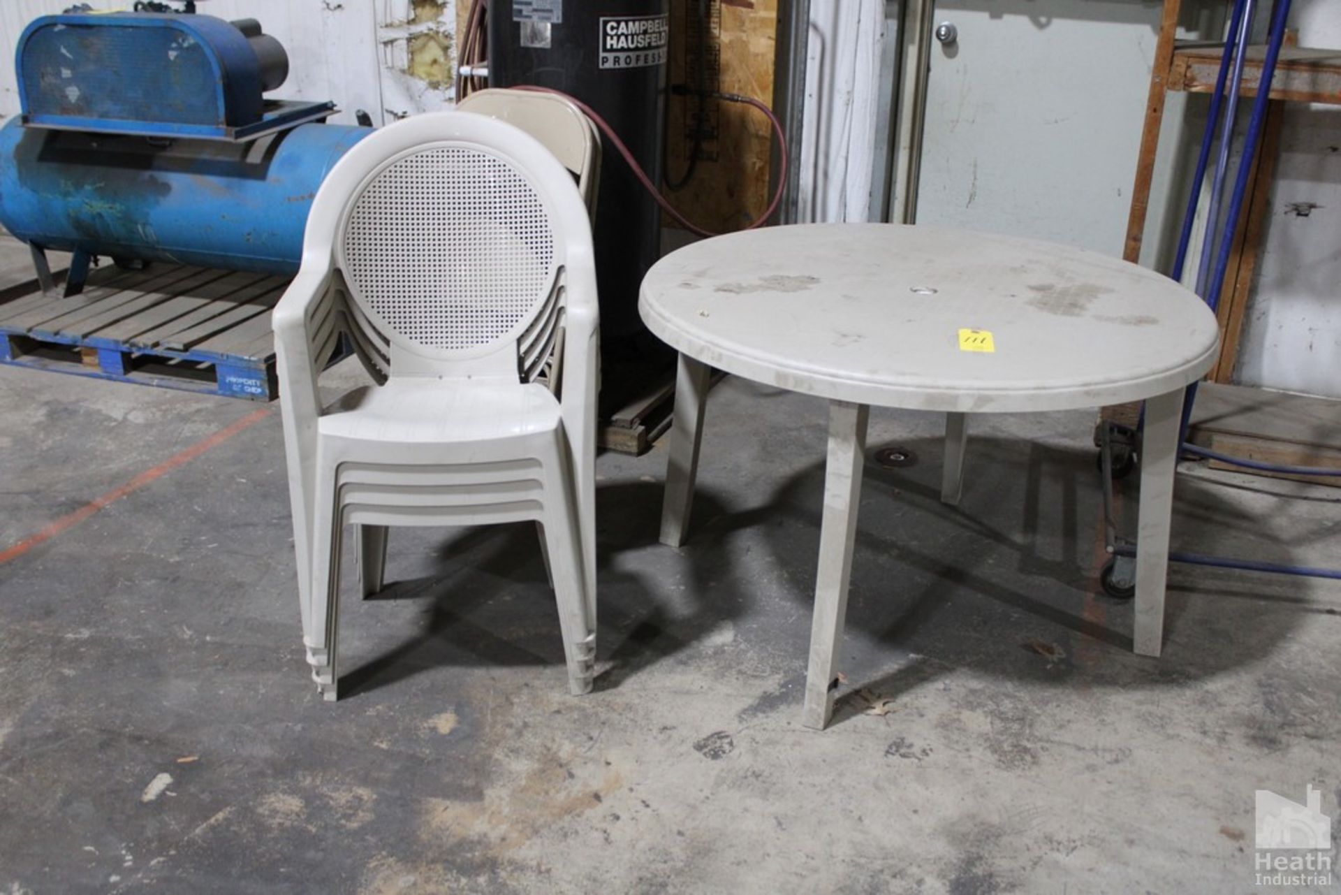 PATIO TABLE, 48", WITH FOUR CHAIRS