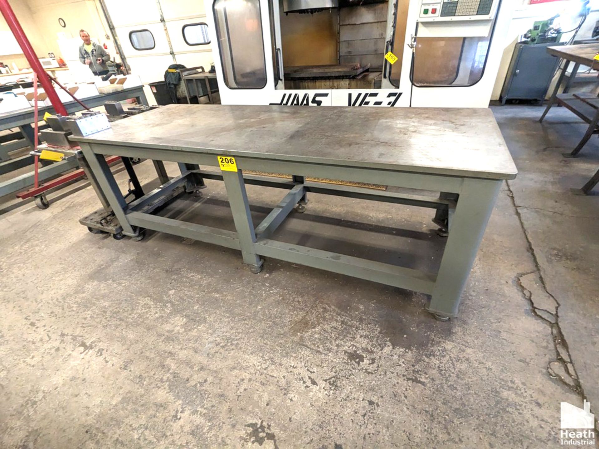 BRUTE 8' X 3' X 35" HEAVY DUTY STEEL TABLE WITH 1" PLATE STEEL TOP