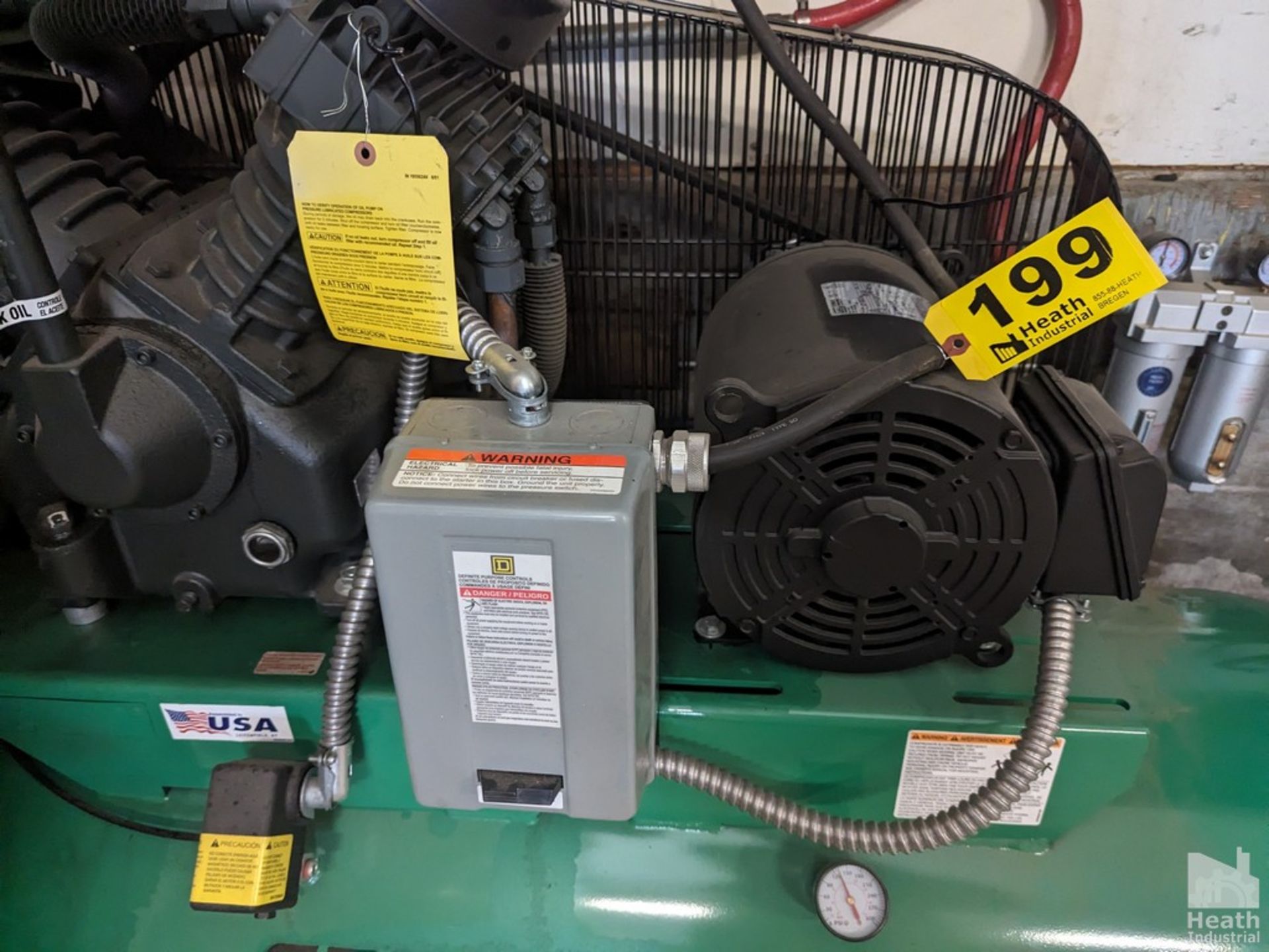 SPEEDAIRE 10 HP MODEL 35WC57 "Y-TYPE" TANK MOUNTED AIR COMPRESSOR, S/N FS99148 (NEW 2018) - Image 3 of 5