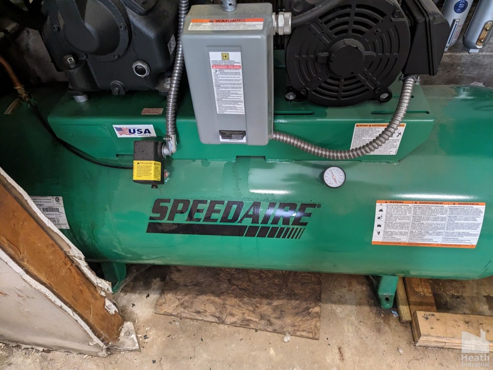 SPEEDAIRE 10 HP MODEL 35WC57 "Y-TYPE" TANK MOUNTED AIR COMPRESSOR, S/N FS99148 (NEW 2018) - Image 4 of 5