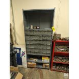 SHELVING UNIT WITH BINS AND ASSORTED HARDWARE 36" X 12" X 85"