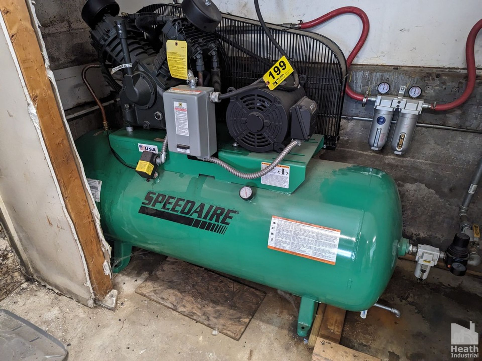 SPEEDAIRE 10 HP MODEL 35WC57 "Y-TYPE" TANK MOUNTED AIR COMPRESSOR, S/N FS99148 (NEW 2018)