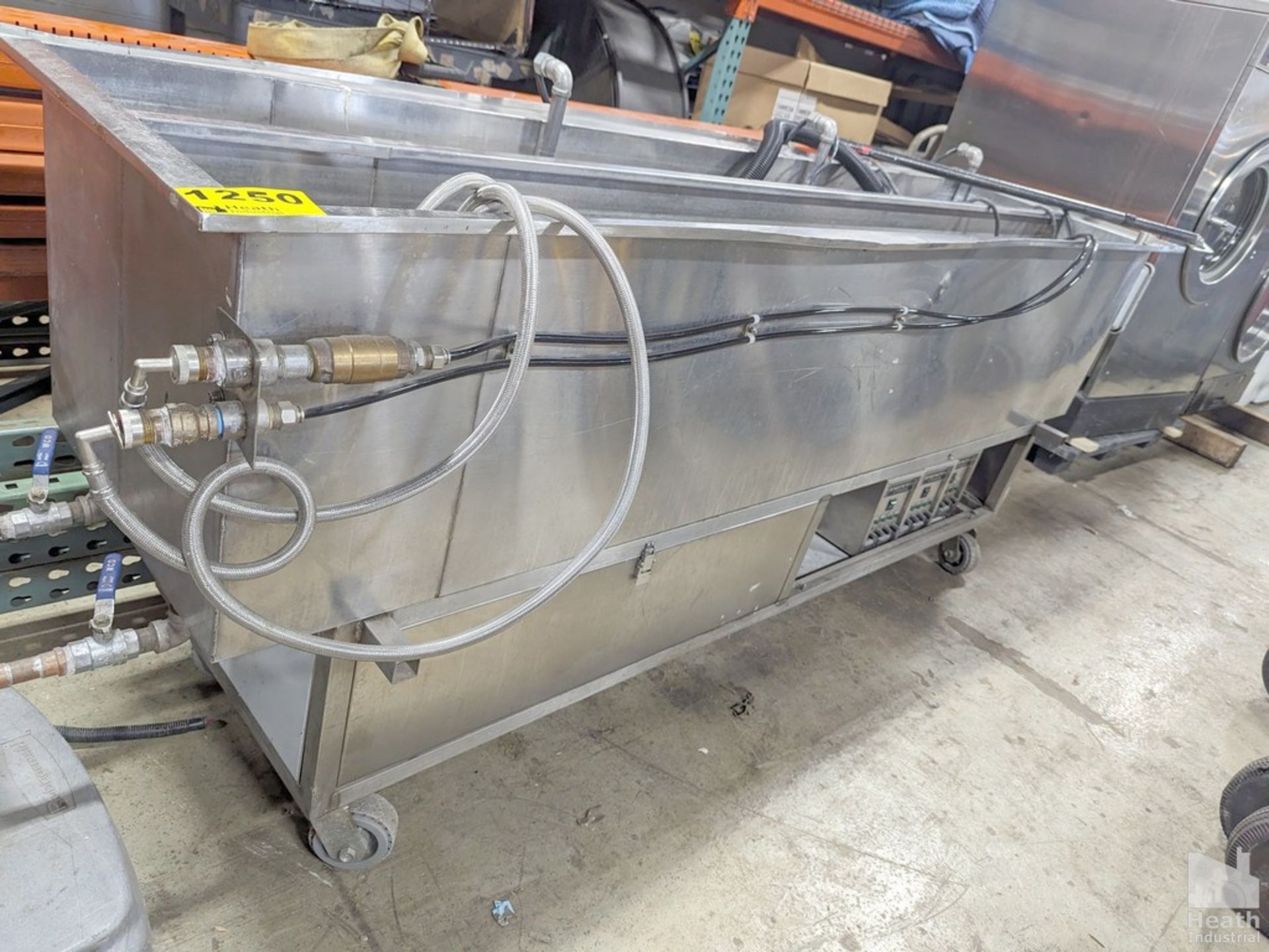 ZENITH ULTRASONIC HEATED PORTABLE CLEANING TROUGH, 90" X 25", WITH ALL RELATED BASKETS, HOSES,