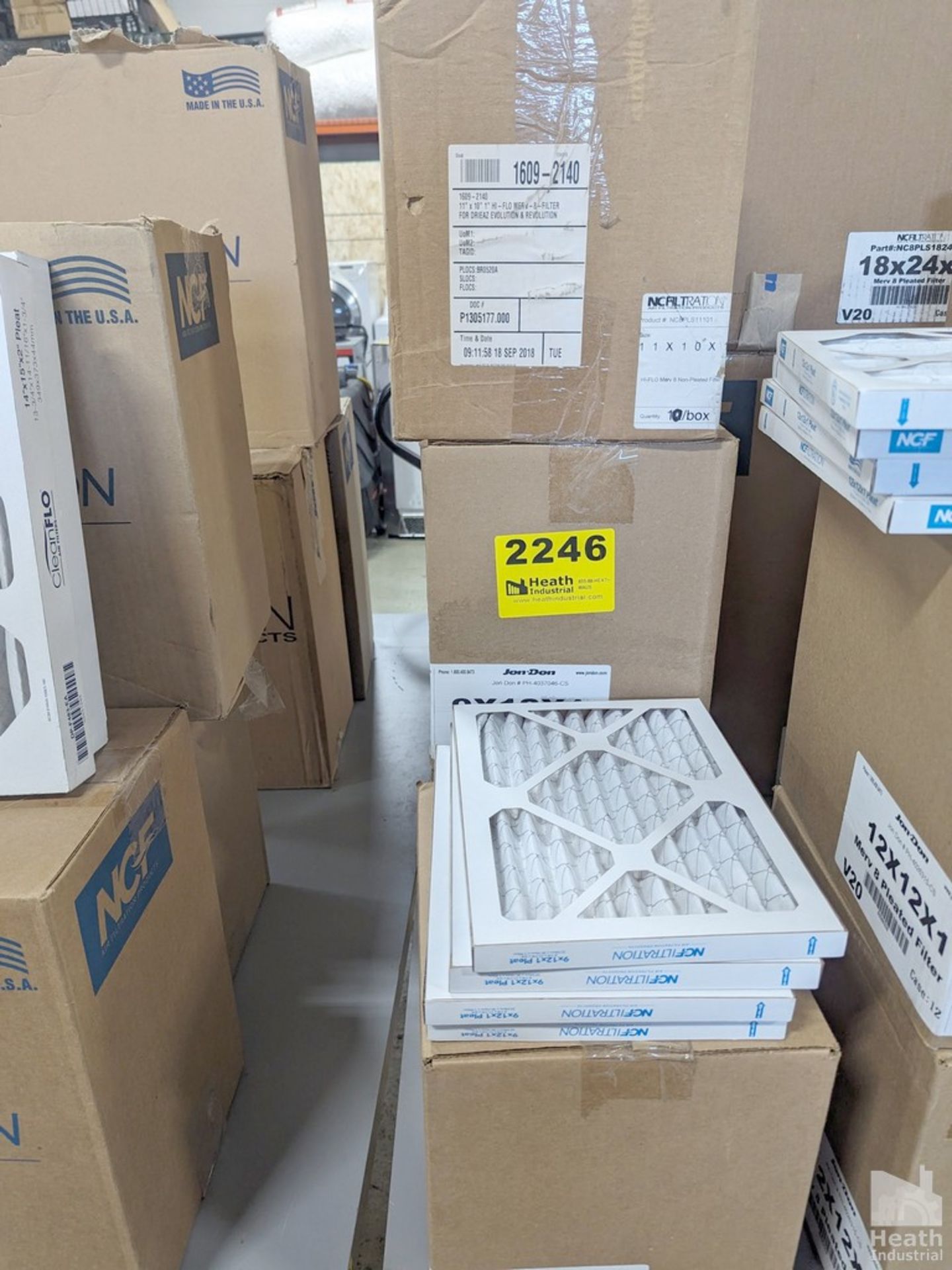 ASSORTED AIR FILTERS IN FOUR BOXES, 11" X 10" X 1" AND 9" X 12" X 1"