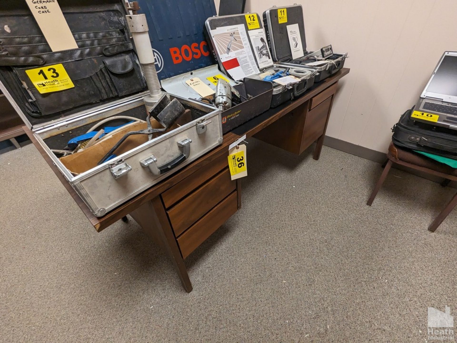 WOOD DESK AND CREDENZA