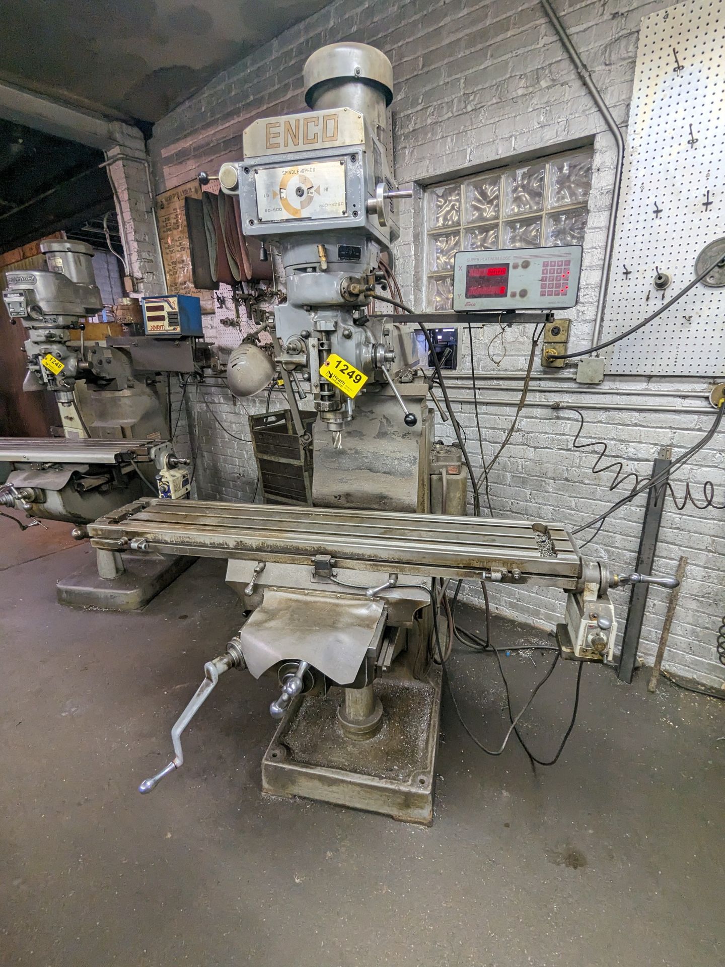 Enco 2 KW Model 100-1588 Variable Speed Ram Type Vertical Mill, s/n 470480, 54" Power Feed Table,