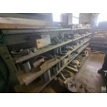 (3) SECTIONS OF SHELVING WITH ASSORTED STEEL PARTS