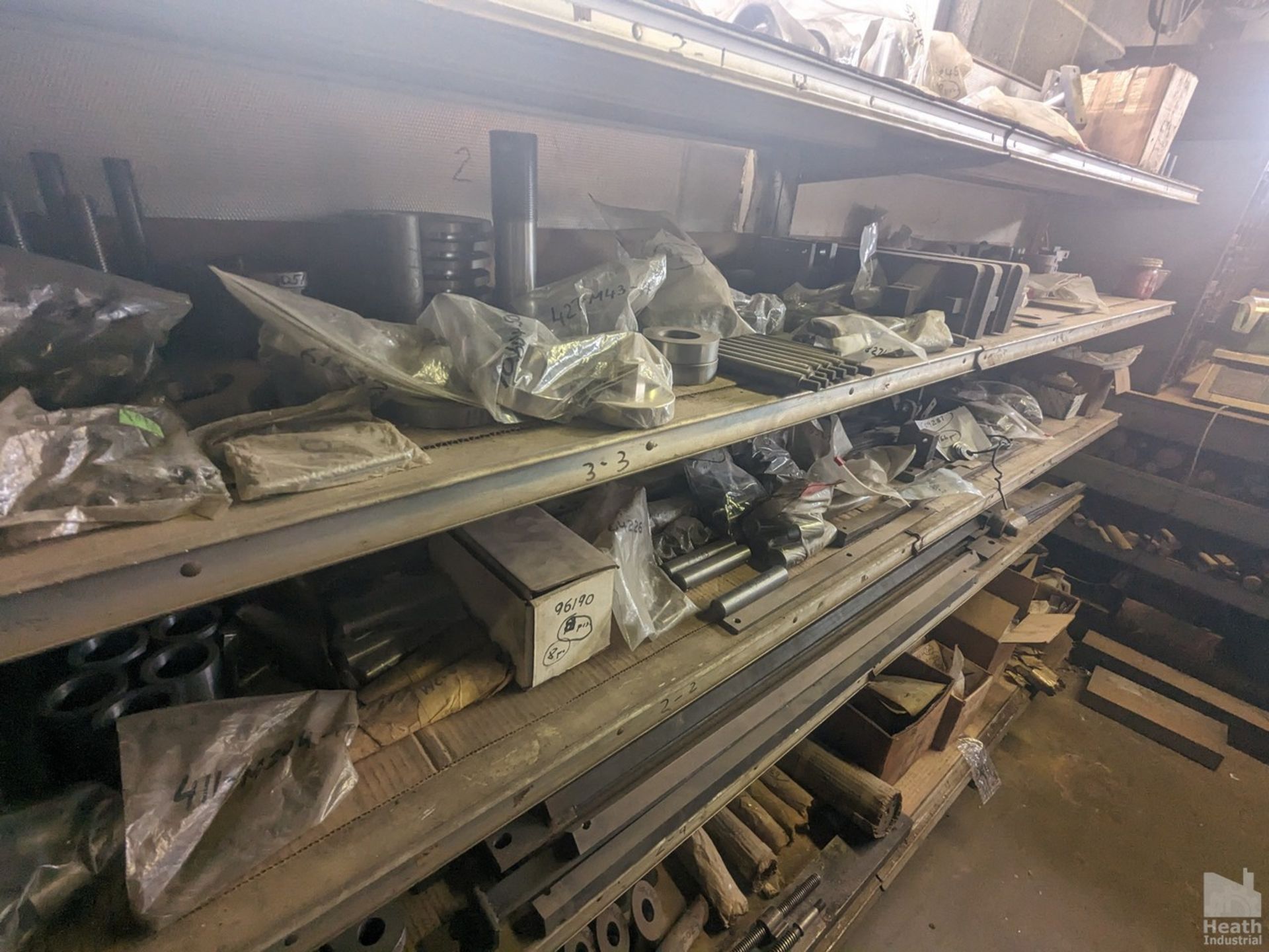 (3) SECTIONS OF SHELVING WITH ASSORTED STEEL PARTS - Image 6 of 7