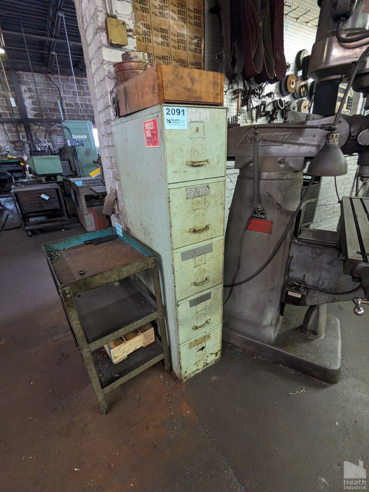 FIVE DRAWER STEEL FILE CABINET WITH DRILL AND MISC. ELECTRICAL