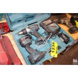 MAKITA CORDLESS 18 VOLT KIT INCLUDING DRILL DRIVER, DRIVER, TWO BATTERIES AND CHARGER