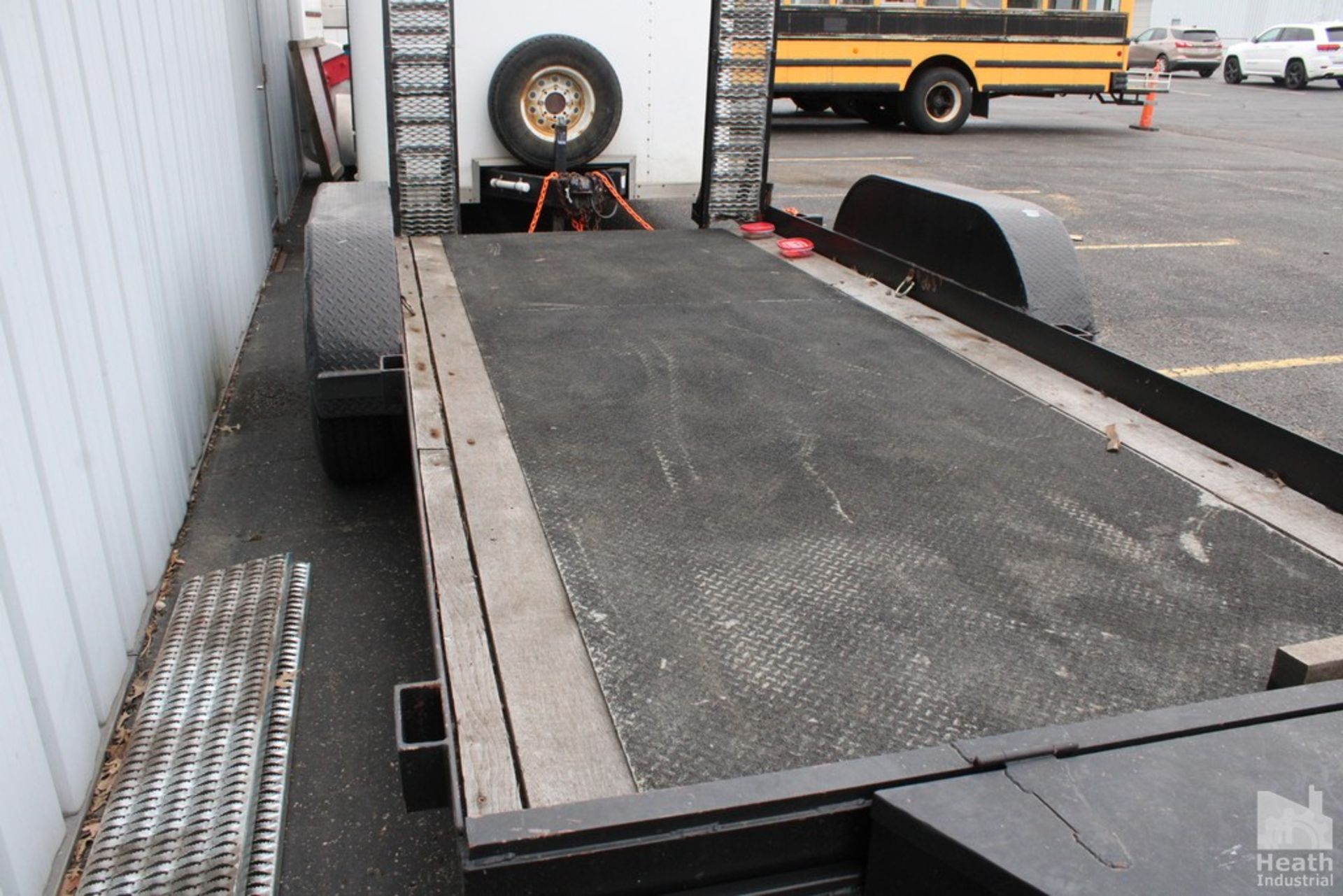 CRONKHITE 8' X 14' WOOD DECK EQUIPMENT TRAILER WITH ALUMINUM DIAMOND PLATE | DROP DOWN RAMPS | - Image 3 of 4