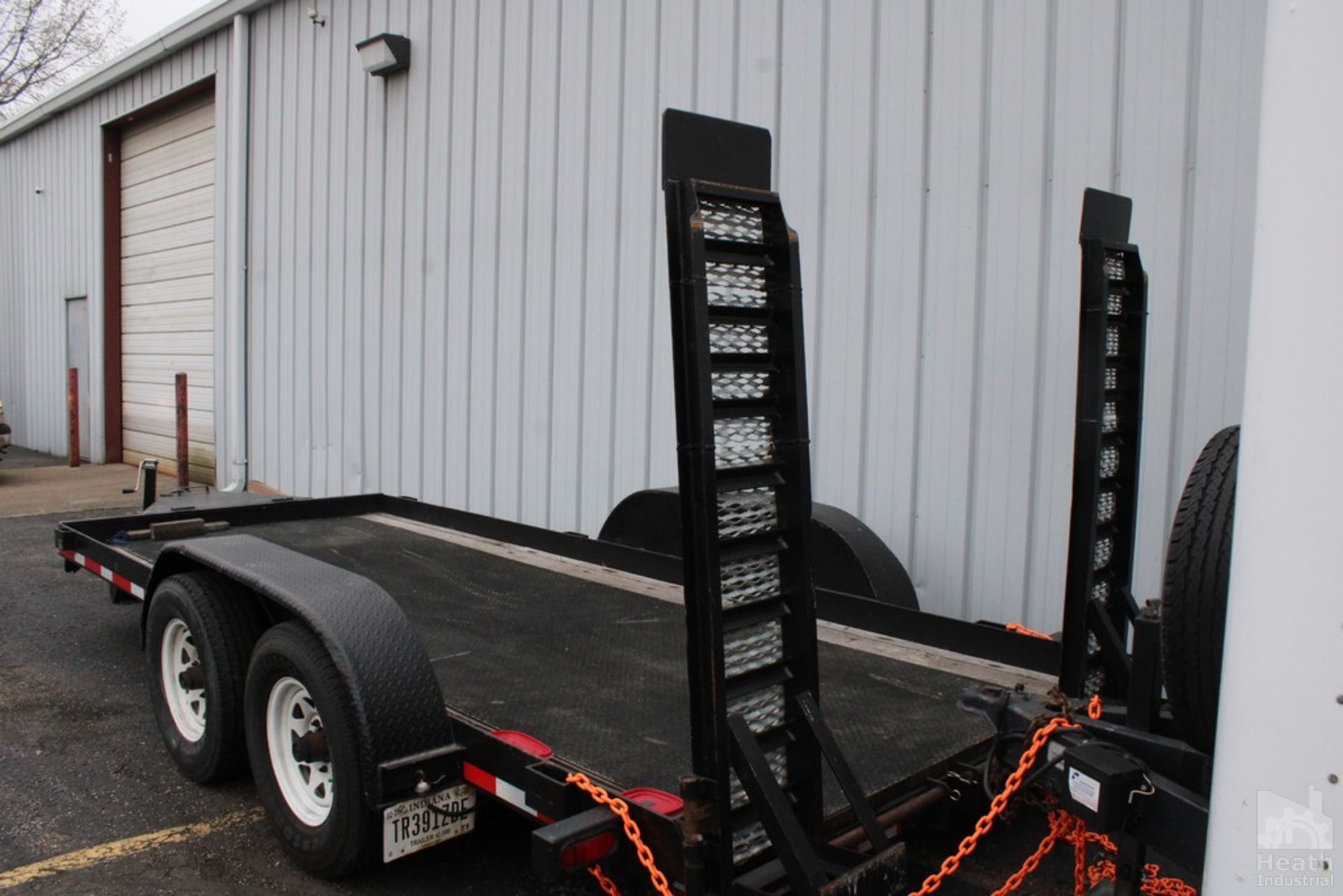 CRONKHITE 8' X 14' WOOD DECK EQUIPMENT TRAILER WITH ALUMINUM DIAMOND PLATE | DROP DOWN RAMPS | - Image 4 of 4