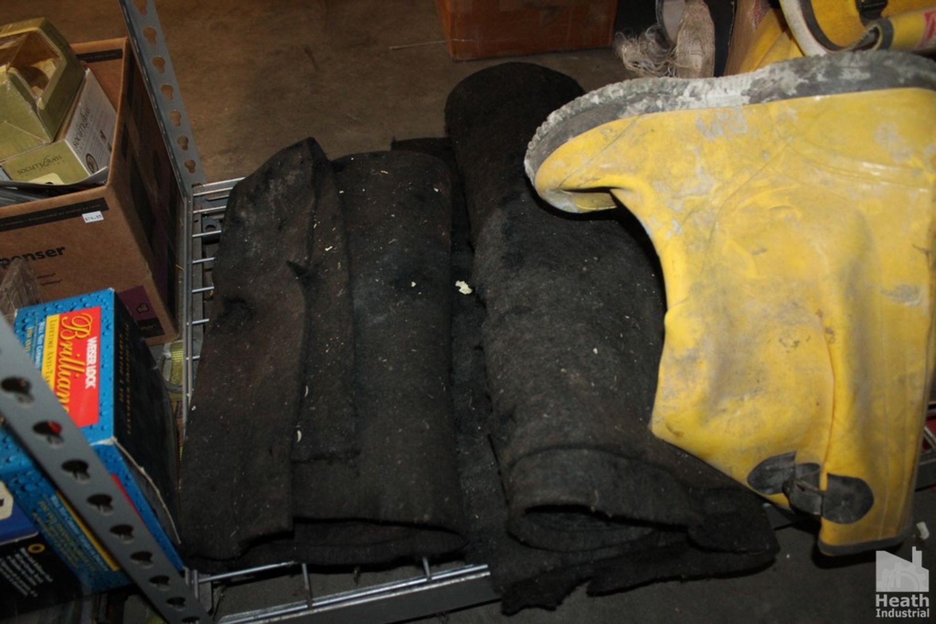 CONTENTS OF SHELVES INCLUDING TIRE WRENCH, PUMP AND RUBBER BOOTS - Image 5 of 5