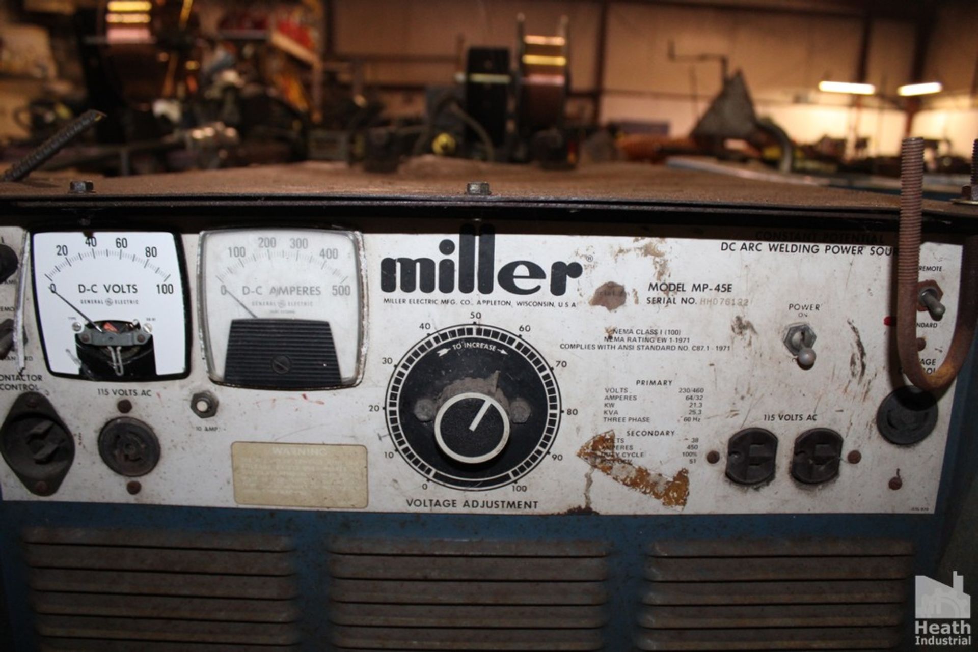 MILLER MODEL MP45E CONSTANT POTENTIAL DC ARC WELDING POWER SOURCE WITH CART, S/N HH0761221 - Image 3 of 4