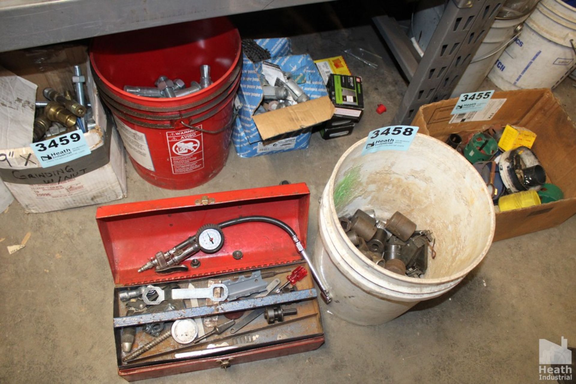 SOCKETS AND TOOL BOX WITH CONTENTS