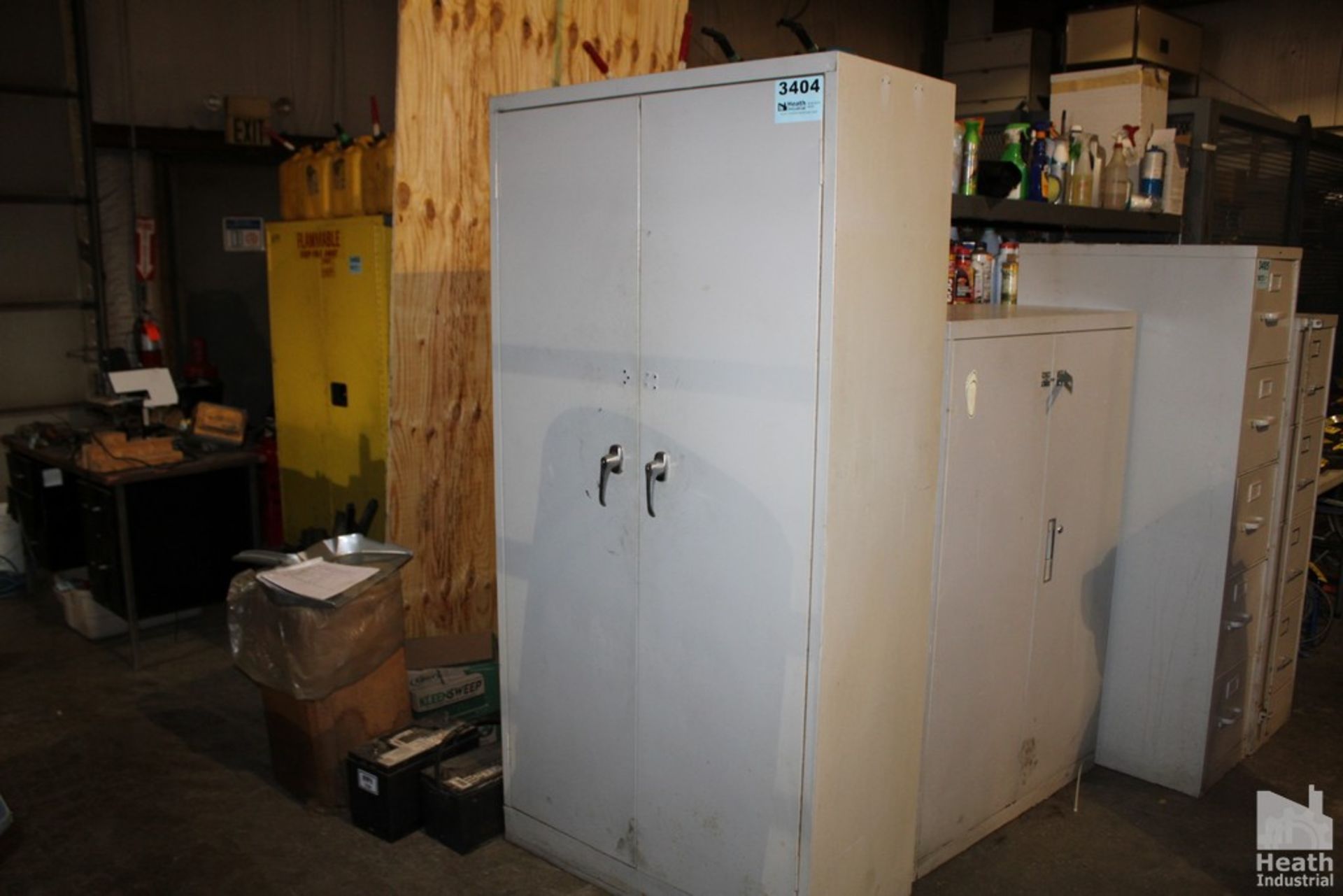 (2) TWO DOOR STEEL CABINETS 36" X 18" X 72" AND 36" X 18" X 53"