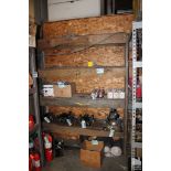 WOOD SHELVING UNIT 69" X 17" X 80"