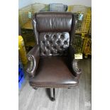 LEATHER OFFICE CHAIR ON CASTERS