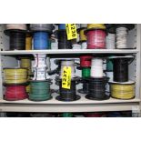 (22) ASSORTED SPOOLS OF WIRE ON SHELF