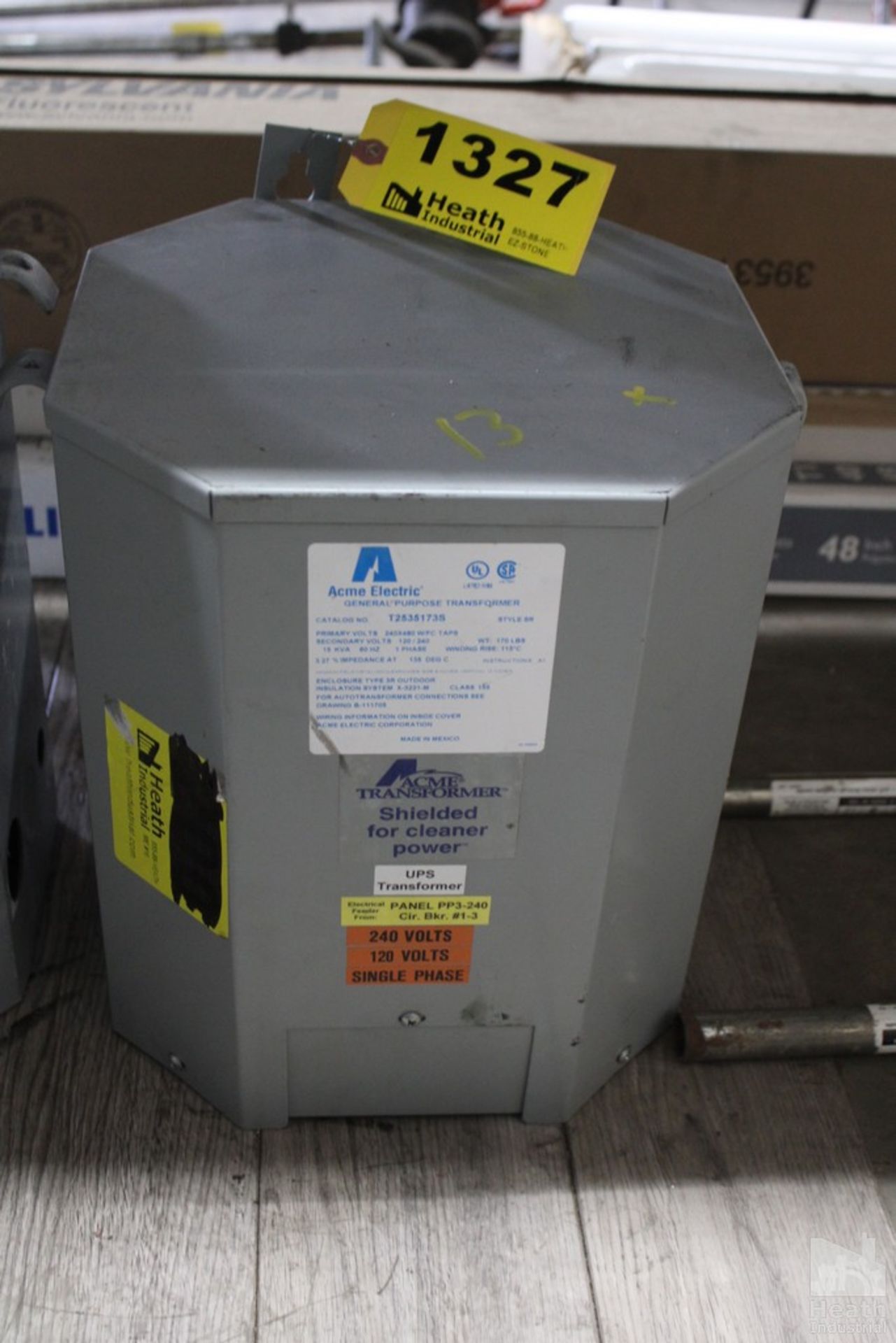 ACME GENERAL PURPOSE TRANSFORMER, CAT NO. T2535173S, STYLE-SR, PRIMARY VOLTS 240X48, SECONDARY VOLTS