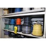 (15) ASSORTED SPOOLS OF WIRE ON SHELF
