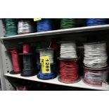(20) ASSORTED SPOOLS OF WIRE ON SHELF