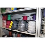 (15) ASSORTED SPOOLS OF WIRE ON SHELF