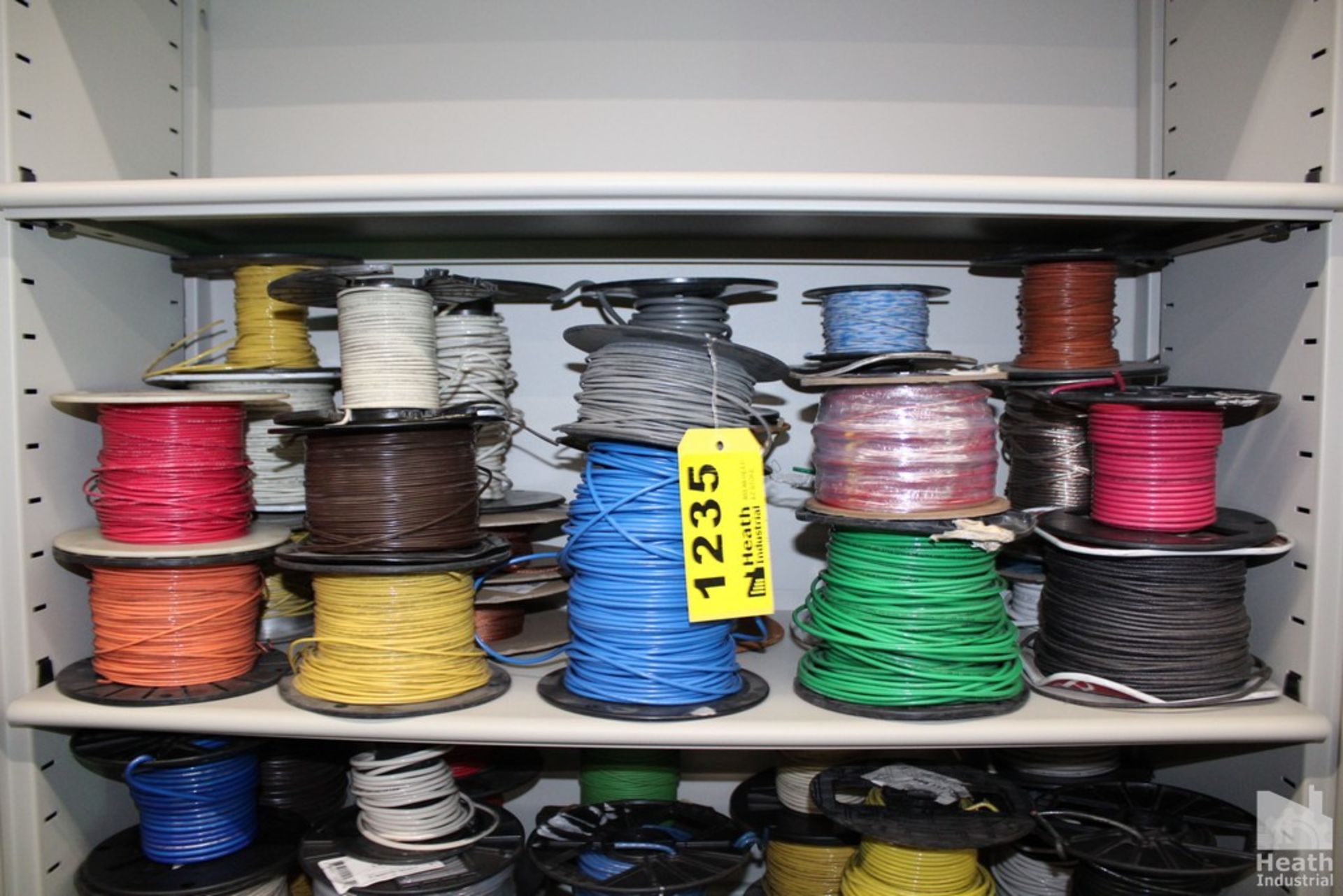 (24) ASSORTED SPOOLS OF WIRE ON SHELF