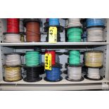 (18) ASSORTED SPOOLS OF WIRE ON SHELF