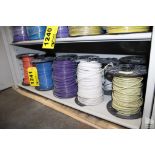 (10) ASSORTED SPOOLS OF WIRE ON SHELF