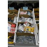 (4) BOXES OF ASSORTED ANCHORS/GRINDING BITS, ETC.