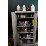 LARGE QUANTITY OF OIL AND FLUID IN CABINET(NO CABINET)