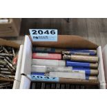 LARGE QUANTITY OF SINGLE END MILLS IN BOX